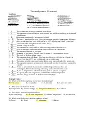 thermal energy worksheet