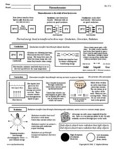 Thermodynamics Worksheet for 9th - 12th Grade | Lesson Planet