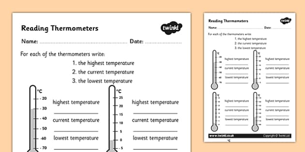 thermometer worksheet 2nd grade