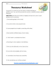 Thesaurus Worksheets