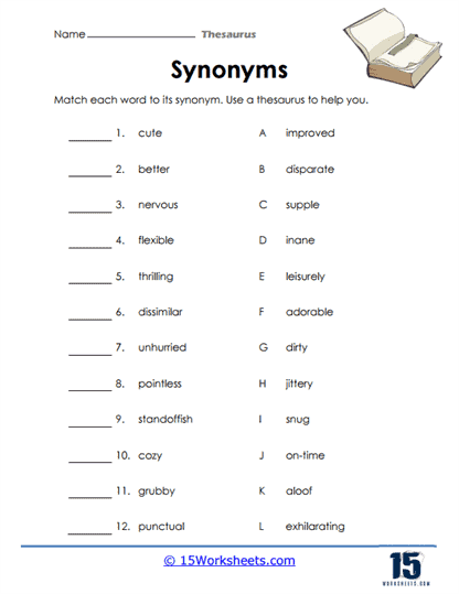 Thesaurus Worksheets - 15 Worksheets Library