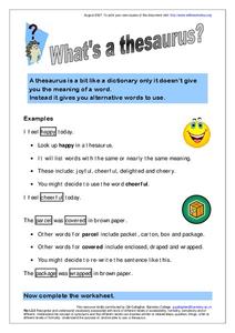 A Thesaurus is NOT a Dinosaur Worksheet