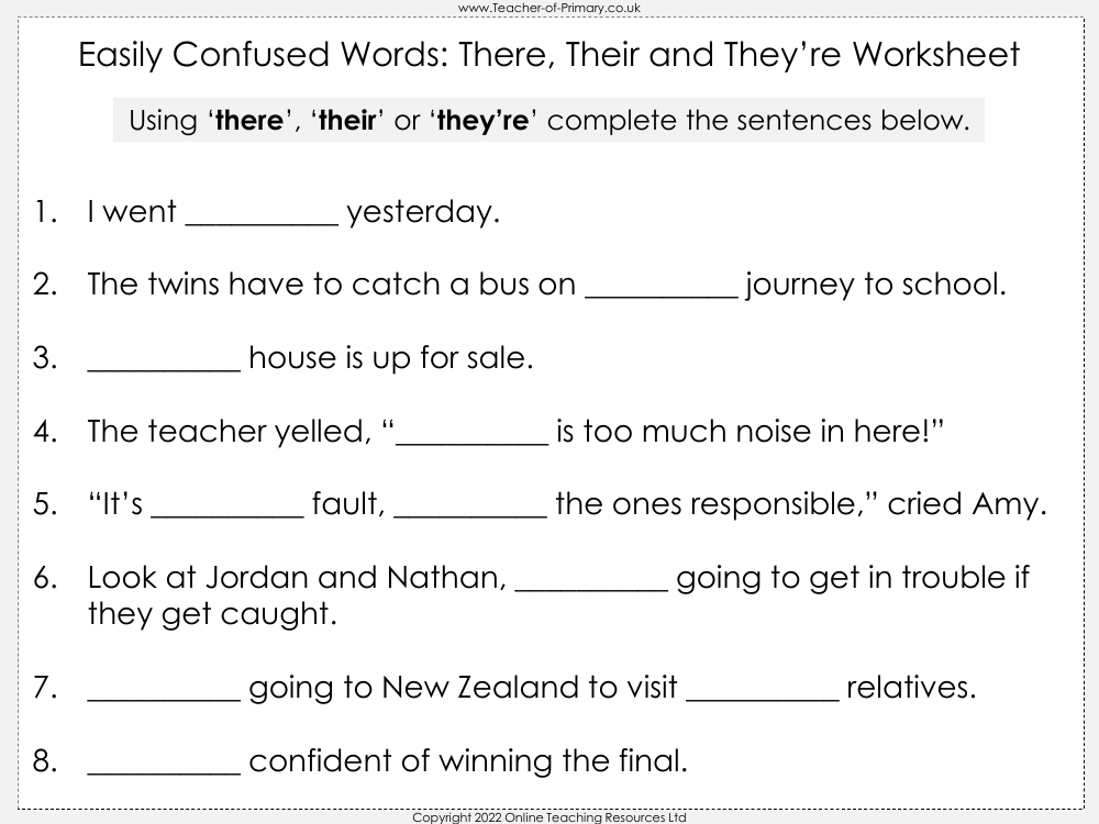 Their Theyre And There Worksheet Homophones KS1 Twinkl Their Theyre And There Worksheet Homophones KS1 Twinkl