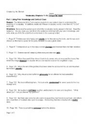 English worksheets: Vocabulary Worksheet - Things Fall Apart by ...
