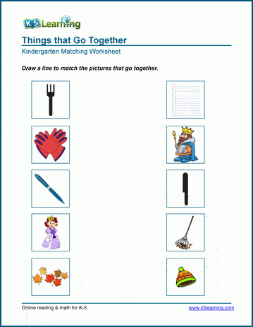 Things that go together worksheets | Worsheets library
