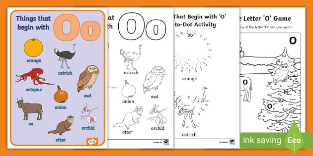 things that start with letter o worksheet