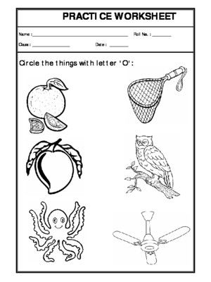 things that start with letter o worksheet