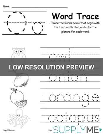 things that start with letter o worksheet