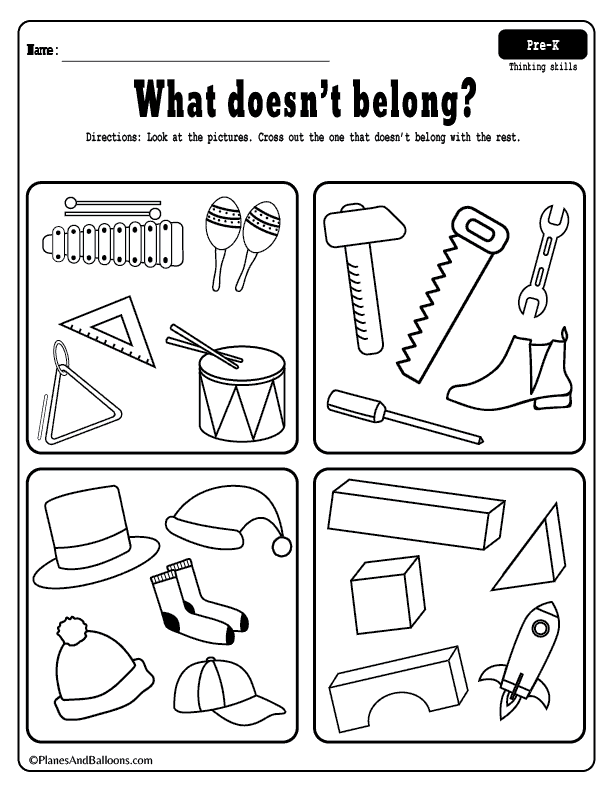 Critical thinking preschool worksheets - FREE printable - Planes ...