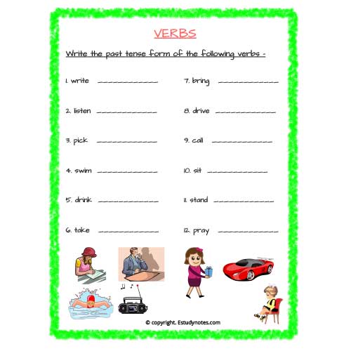 English Verbs Past Tense Worksheet 1 Grade 3
