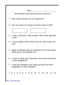 third grade math worksheet word problems