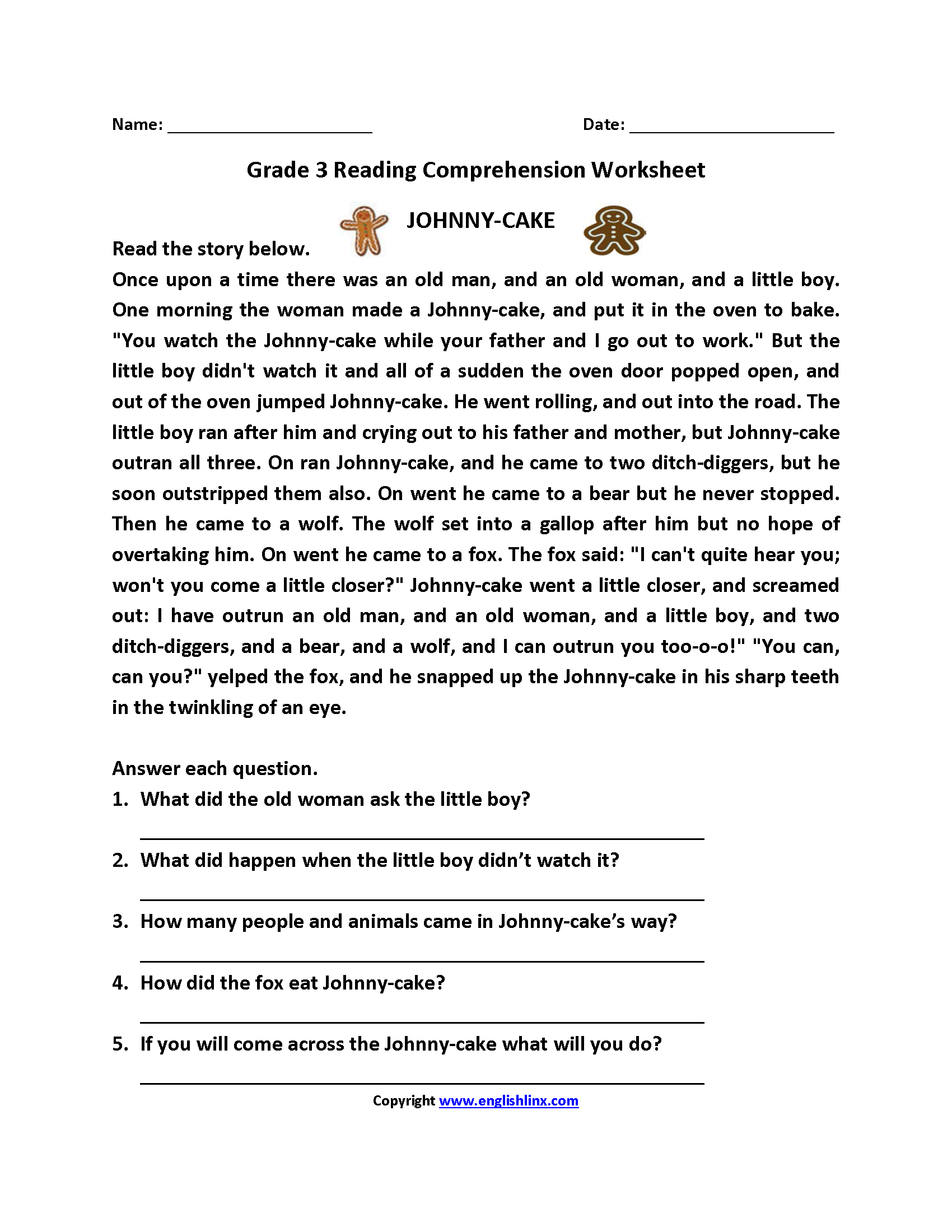 Reading Worksheets | Third Grade Reading Worksheets