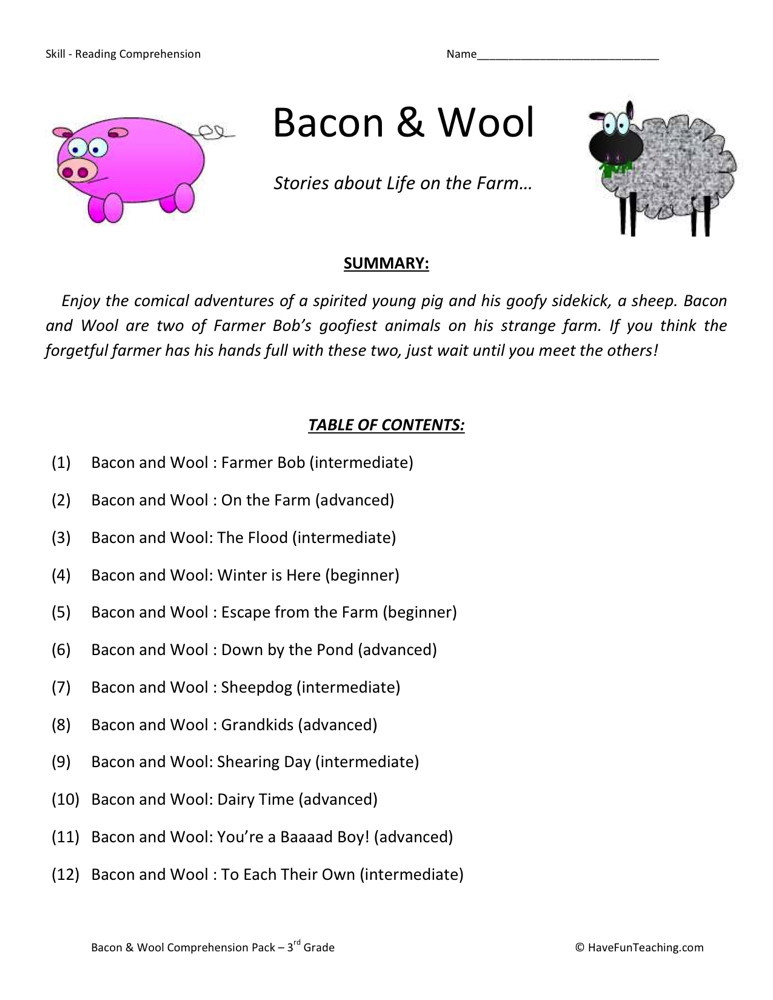 Third Grade Reading Comprehension Worksheets