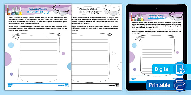 Science Lab Safety Persuasive Writing Activity for 3rd-5th Grade