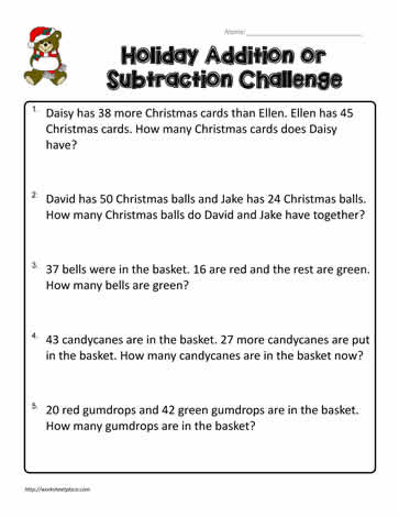 third grade word problems worksheet