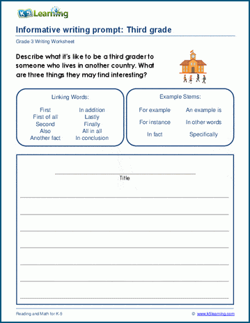 Writing prompt: Life in third grade | Worsheets library