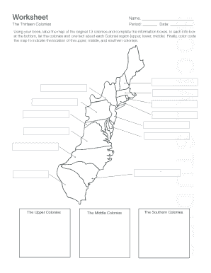 13 Colonies Worksheet PDF: Complete with ease | airSlate SignNow