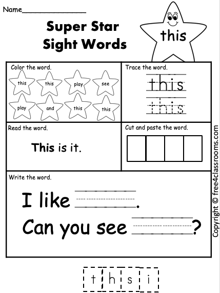 Free Sight Word Worksheet - (this) - Free Worksheets ...