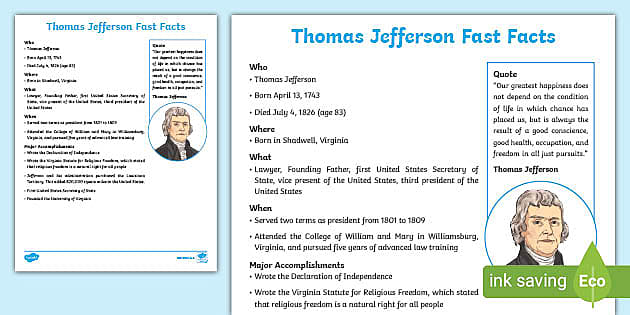 thomas jefferson worksheet