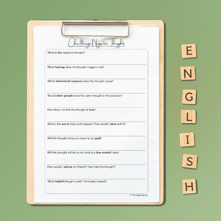 Challenging Thoughts Worksheet | Daniel Karim