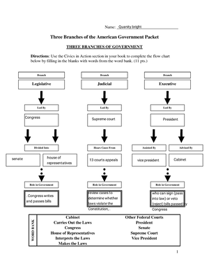 three branches of government worksheet answers