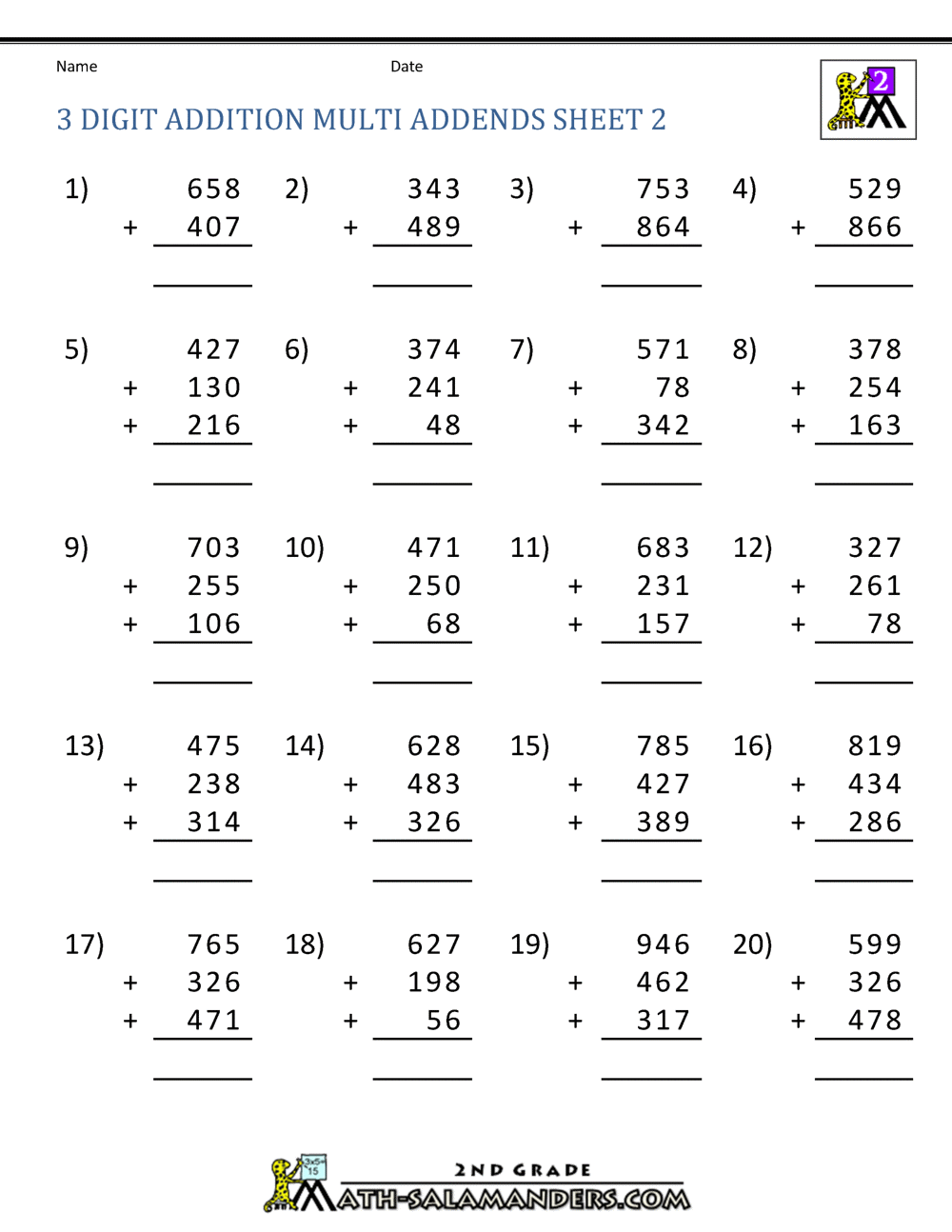 3 Digit Addition Regrouping Worksheets
