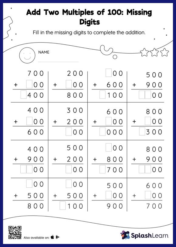 3-digit Addition without Regrouping Worksheets for 2nd Graders Online