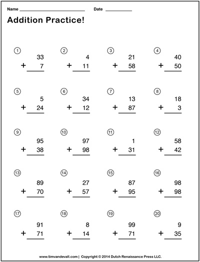 three digit addition worksheet first grade
