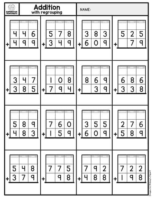 Addition with Regrouping Worksheets -Worksheets Library