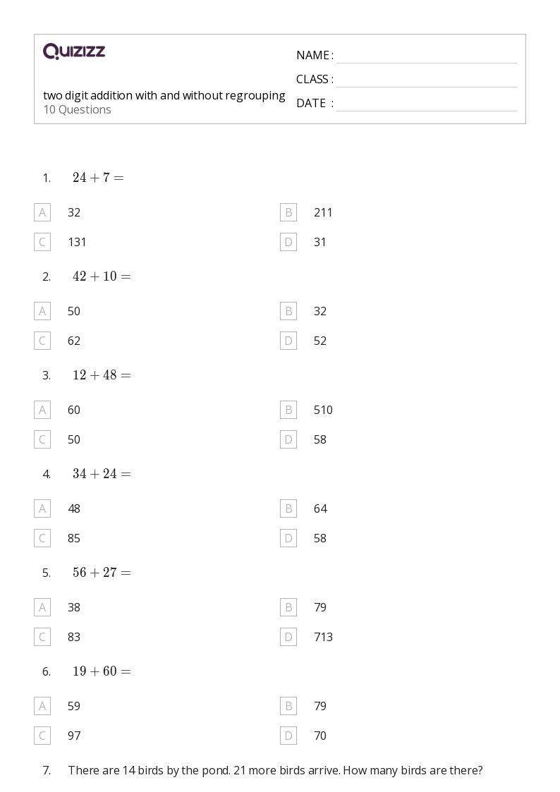 50+ Two-Digit Addition and Regrouping worksheets for 2nd Grade on ...
