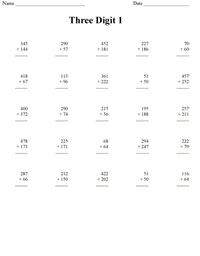 three digit addition worksheet free