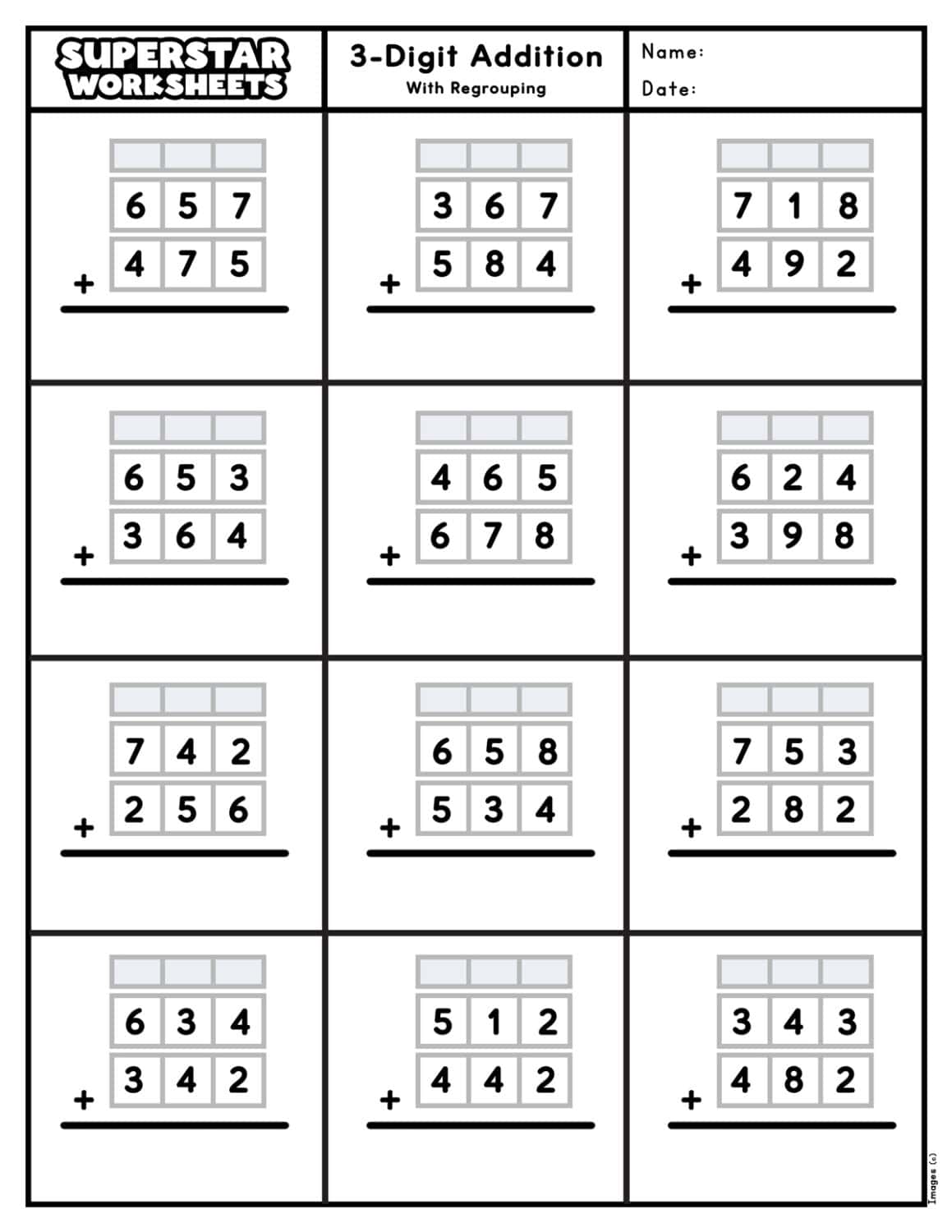 3 Digit Addition Worksheets Superstar Worksheets Worksheets Library
