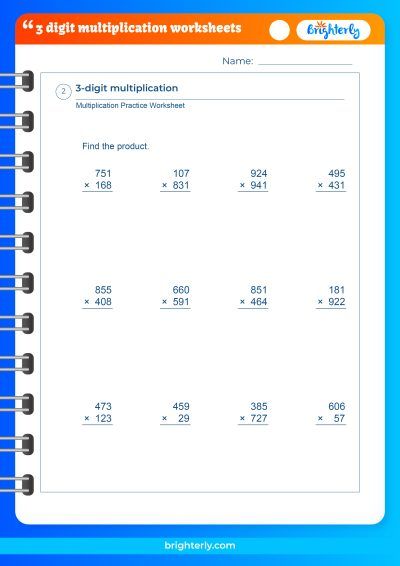 FREE 3 Digit Multiplication Worksheets [PDFs] Brighterly