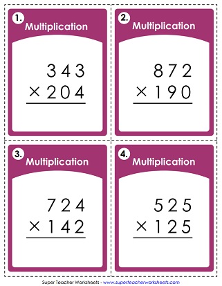 Worksheets - Multiplication by 3-Digit Numbers