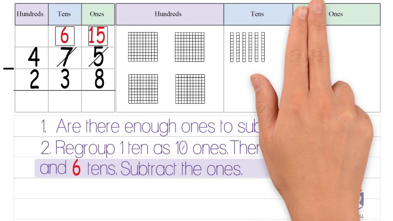 three digit subtraction with regrouping worksheet for second grade