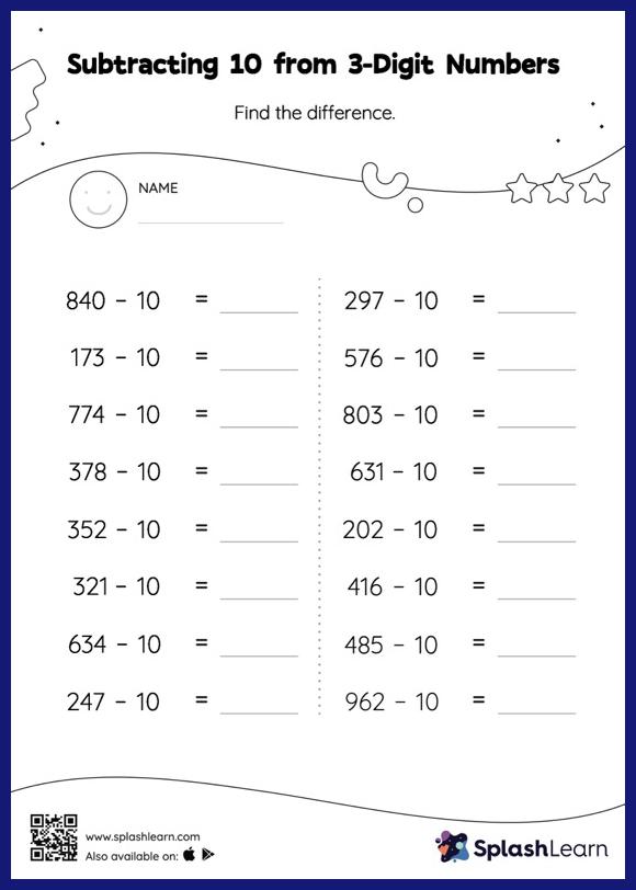 Subtraction Worksheets for 2nd Graders Online - SplashLearn