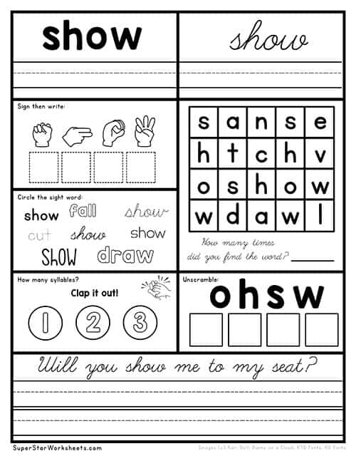 Third Grade Sight Word Worksheets -Worksheets Library