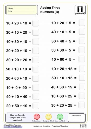 Addition Drills with three numbers (A) | 2nd Grade PDF Addition ...