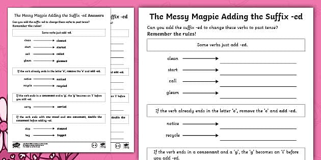 three sounds of ed worksheet