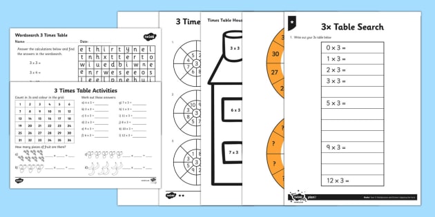 3 Times Table Worksheet - Resource Pack - Teacher Made