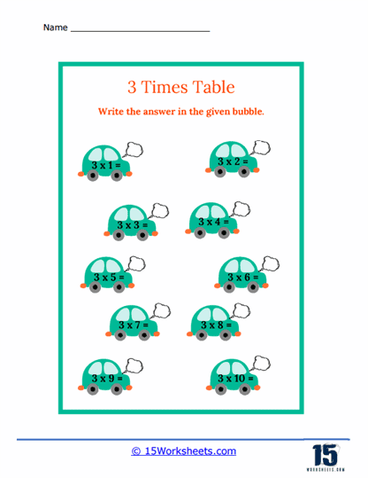 3 Times Tables Worksheets - 15 Worksheets Library