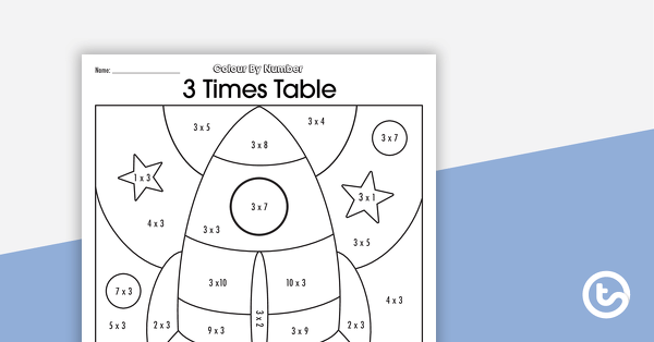 Colour By Number Worksheet - 3 Times Tables | Teach Starter