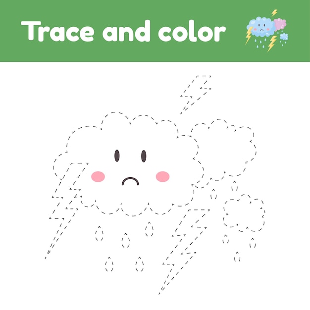 Premium Vector | Coloring book with thunderstorm. For kids ...