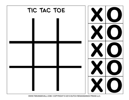 tic tac toe worksheet