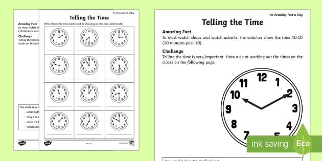 Telling the Time Worksheet / Worksheet - ESL Telling the Time ...