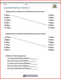 Add and Subtract Time Worksheets