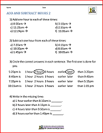 Add and Subtract Time Worksheets