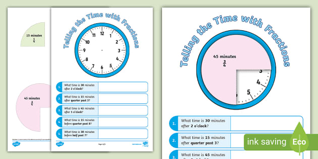 time and fractions worksheet