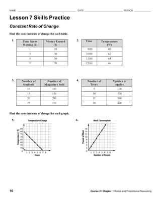 Skills practice constant rate of change | PDF