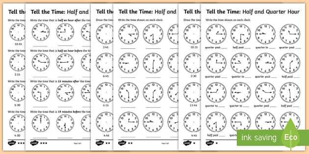 Year 2 Telling the Time Differentiated Worksheets - Twinkl